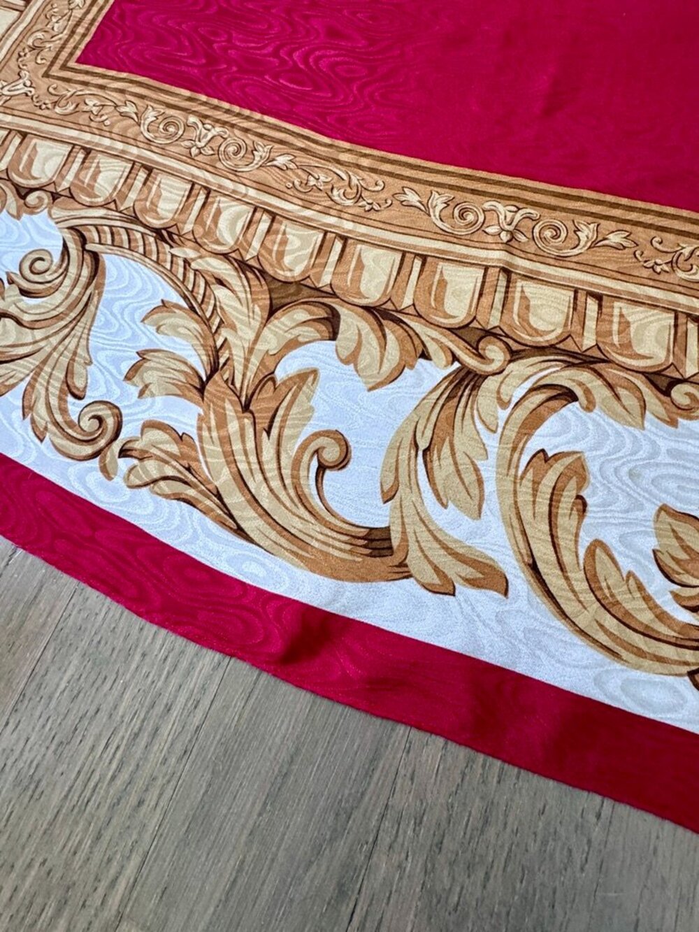 Talbots Vintage Silk Square Scarf,(1980/90s),Red/Gold Baroque,Collector Interest - Picture 8 of 9
